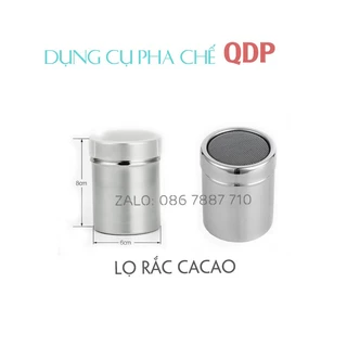 ComBo Lọ rắc bột cacao matcha inox có nắp và bộ khuôn rắc bột 16 tấm latte art trang trí