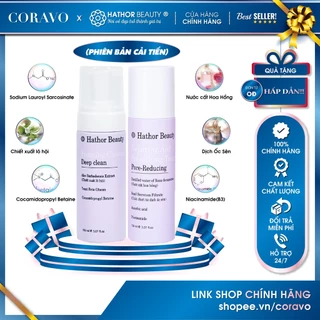 Combo Sữa rửa mặt Nước hoa hồng Làm sạch Dưỡng ẩm Cân bằng pH Làm mịn da Hathor Beauty (Kim Thiên Hoa) - Coravo