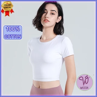 Áo croptop nữ ôm body xinh đen trắng đẹp ngắn tay,áo kiểu chất 100% cotton mềm mịn Wiceda CRT250