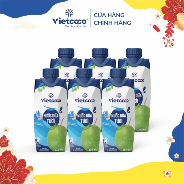 [Combo 6 hộp] Nước dừa tươi UHT Vietcoco - hộp giấy 330ml