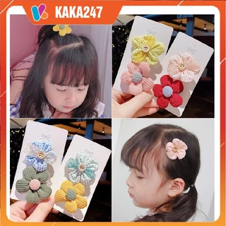 2 kẹp tóc mái cho bé hoa voan Hàn Quốc