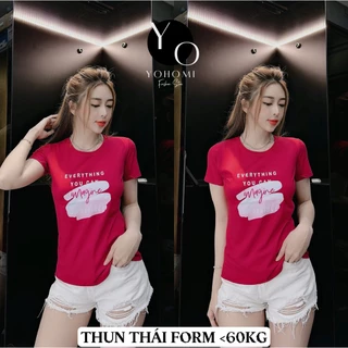 Áo thun thái nữ from vừa cổ tròn chất thun cotton thái mịn, mát, co dãn tốt, nhiều màu bao đẹp YOHOMI mã A08 dưới 60kg