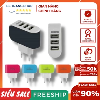 Củ Sạc 3 Cổng USB 3.1A Nhiều Màu - mẫu mới