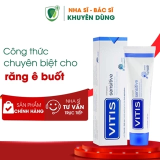 Kem đánh răng chống Ê buốt răng VITIS SENSITIVE, Tái tạo khoáng chất men răng, Ngăn ngừa tụt nướu, tụt lợi, Tuýp 100ml