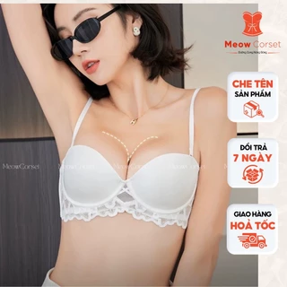 Áo lót nữ quả ngang chống tụt đệm dày 2,5cm nâng ngực gọng dẻo cao cấp A028 [MEOW Corset]