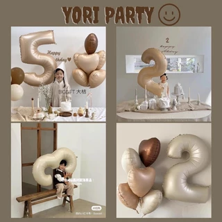 Bong Bóng Số Size Đại 80cm 1 Mét Màu Caramel Và Trắng Sữa Hot Trend Trang Trí Sinh Nhật - Yori Party