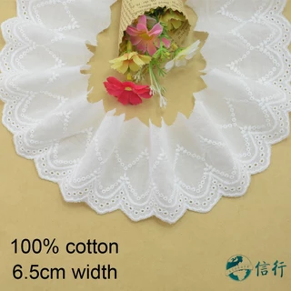 6.5cm Rộng 100% cotton Ren Cạnh Thêu Ren diy trims mini Đầm Ren Ruy Băng Quần Áo Phụ Kiện 3537