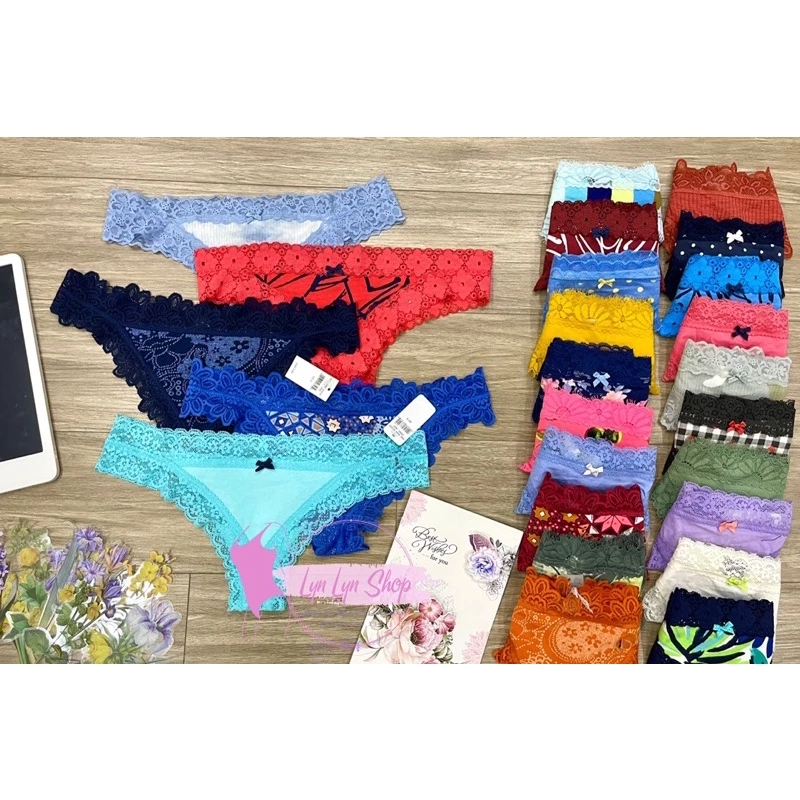 Set 4 quần lót nữ-quần lọt khe (dáng cheeky-thongs) Aerie xuất chuẩn xịn, chất cotton viền ren cực đẹp- có bigsize cỡ to