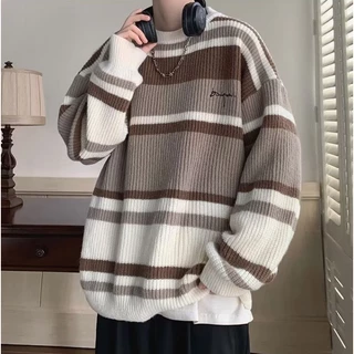 Áo Thun Nam Dài Tay Sọc Ngang Thời Trang Hàn Quốc áo len nữ form rộng áo len nam cao cấp áo len trơn áo sweater unisex