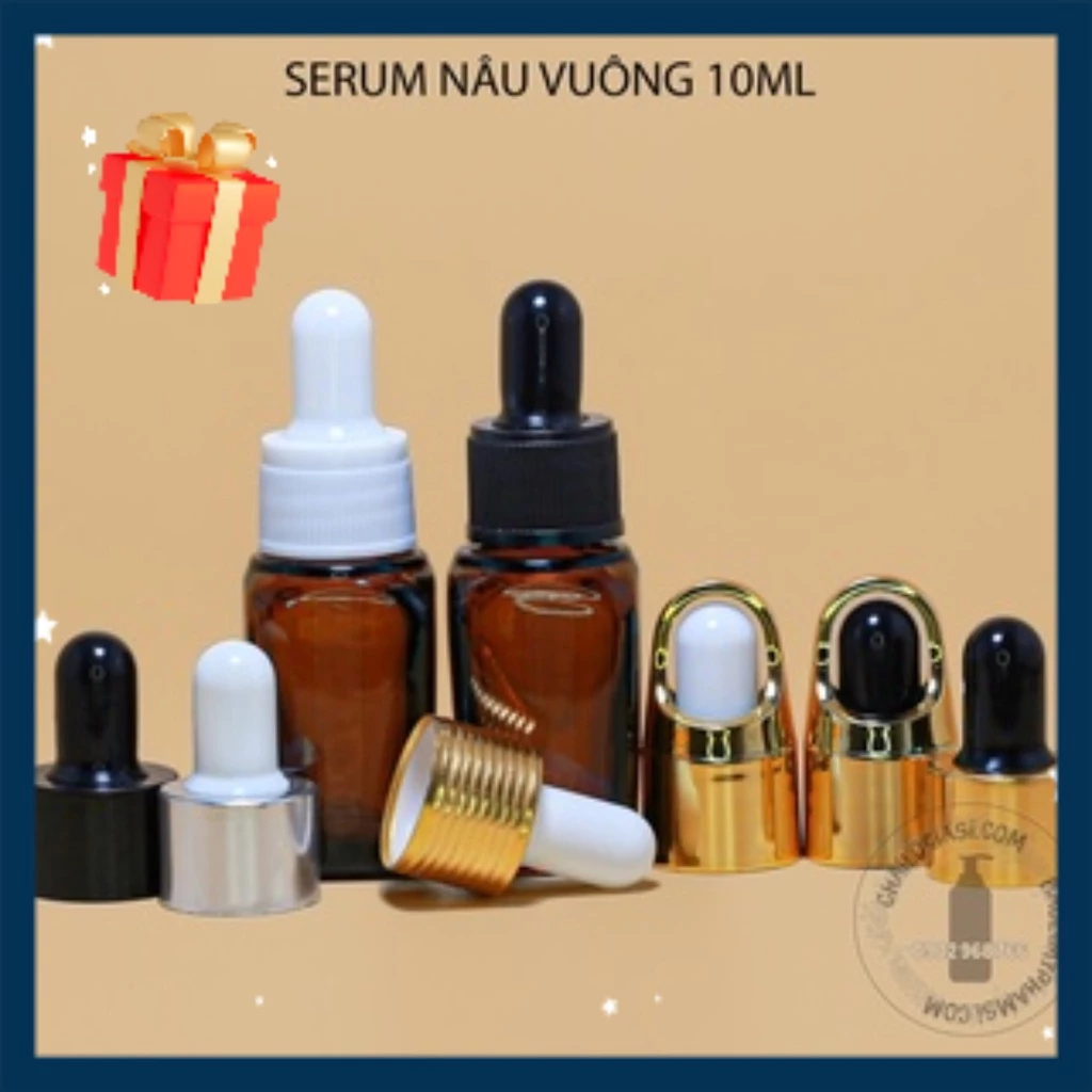 CHAI CHIẾT SERUM NÂU VUÔNG 10ML NĂP QUAI