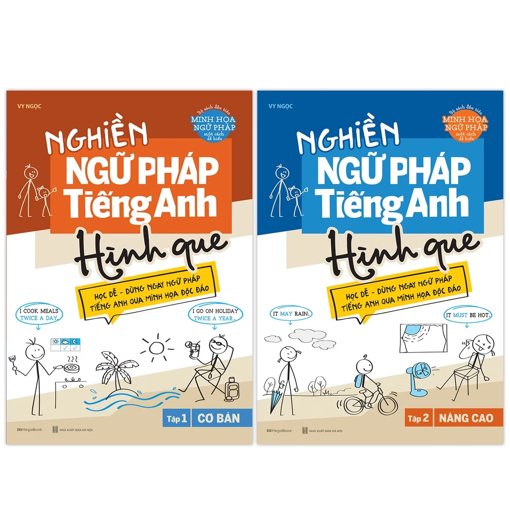 Sách Combo Nghiền ngữ pháp Tiếng Anh hình que (Cơ bản và Nâng cao)