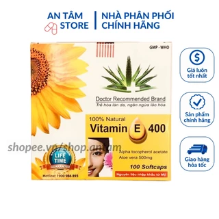 Viên uống Vitamin E 400 iu Giúp làm đẹp da - Hộp 100 viên bổ sung vtm E 400mg ngăn ngừa lão hóa, tốt cho sinh lý