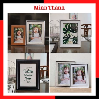 Khung ảnh để bàn hoặc treo tường có viền kẻ các size 10x15, 13x18, 15x21, 20x30 tặng kèm chân chống hoặc đinh 3 chân