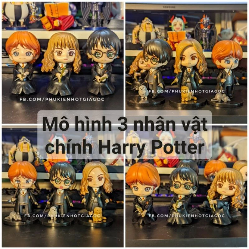 Bộ 3 Mô hình nhân vật Harry Potter , Ron Weasley , Hermione Granger - 10 cm