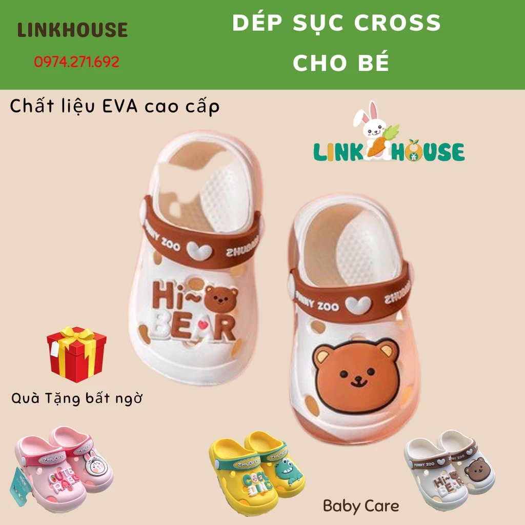 Dép Cho Bé, Dép Sục Cross Cho Bé Gái, Bé Trai Chất Liệu Eva Chống Trơn Trượt Siêu Nhẹ Cho Bé Từ 1-5 Tuổi