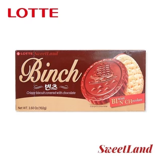 Bánh quy phủ socola Lotte Binch hộp 102g nhập khẩu Hàn Quốc