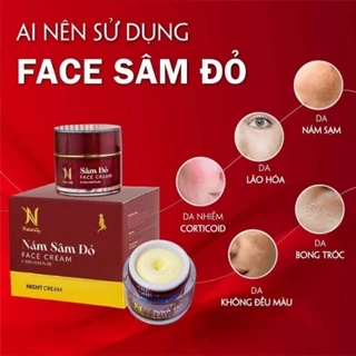 Kem face SÂM ĐỎ ( ĐÊM) / Kem face YẾN MẠCH ( NGÀY) dưỡng trắng da, dưỡng nám, tàn nhang TẶNG KÈM TẨY TẾ BÀO CHẾT +  NẠ