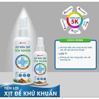 Xịt rửa tay Ích Nhân dịu nhẹ, an toàn giúp diệt khuẩn khử mùi hôi chai 50ml