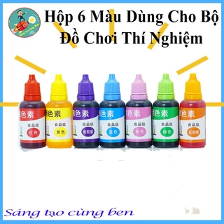 Thí Nghiệm Khoa Học - Hộp 10ml 7 mầu thực phẩm sắc tố Nước, Dầu, Bùn mầu, Pha lê, Chất nhờn. Dụng cụ đồ chơi khoa học