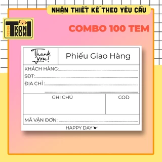 [SẴN] SET 100 Tem Decal Phiếu Giao Hàng, Có Keo Dán Sẵn Cho Shop Bán Hàng