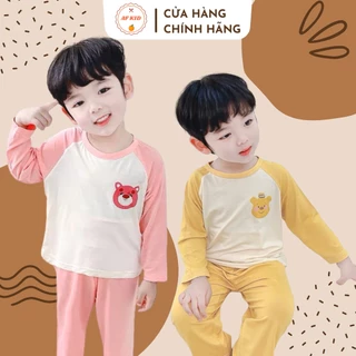 Bộ quần áo trẻ em dài tay AFKID Gấu Dâu cho bé trai bé gái, vải thun lạnh cao cấp siêu co giãn và mềm mịn 7-27kg