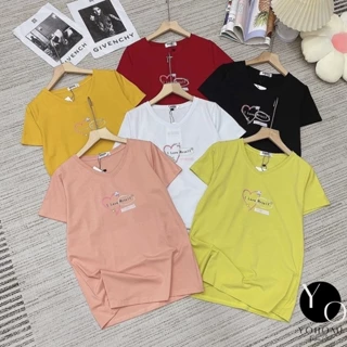 Áo thun thái nữ from vừa cổ tim chất thun cotton thái mịn, mát, co dãn tốt, nhiều màu bao đẹp YOHOMI mã A013 dưới 60kg