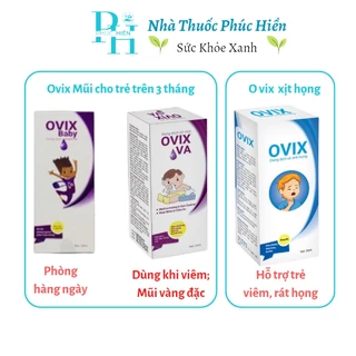 Ovix VA - Ovix baby- ovix họng - dung dịch vệ sinh mũi, họng dạng xịt tăng cường hàng rào bảo vệ tự nhiên cho mũi, họng