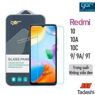 Kính Cường Lực Gor Redmi 10C, Redmi 10, Redmi 10A, Redmi 9/ 9A/ 9T, Redmi A1/ A3 Trong Suốt 9H/ Vát 2.5D - Hãng Gor