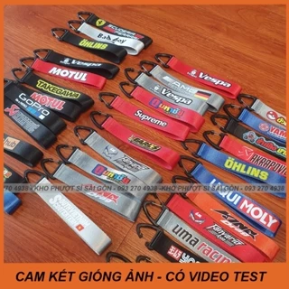 Dây móc khóa xe máy đầu nhựa dây bố in logo các hãng xe máy PKL dầu nhớt đua xe racing