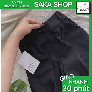 Quần tây đen nữ trơn phong cách ulzzang dáng baggy công sở , quần tây đen nữ học sinh saka shop