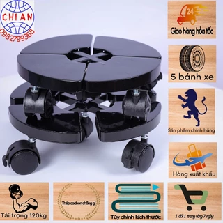 Bộ sản phẩm Đế lót chậu cây có bánh xe Chi An - CA001 - thiết kế thông minh tuỳ chỉnh kích thước chịu tải trọng 120kg