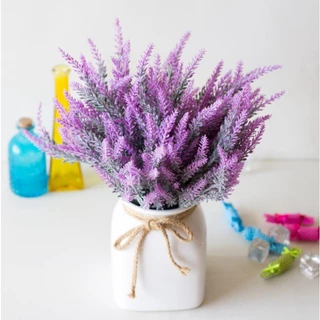 Hoa oải hương set 3 cành lavender giả trang trí phòng 1 cành có 5 nhánh dài 38cm decor nhà cửa, tiệc cưới, sự kiện