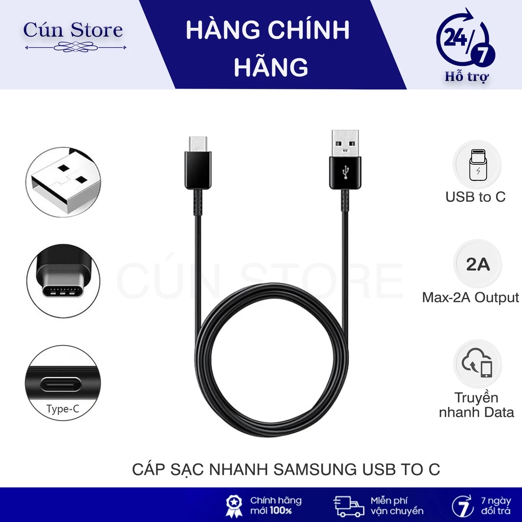 Dây cáp sạc nhanh Samsung USB type C chính hãng - Sạc siêu bền | Bảo hành 6 tháng