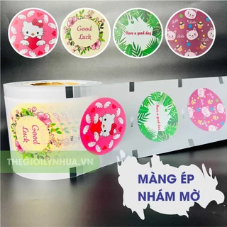 Màng ép cốc nhựa, cuộn màng dập nắp cốc, màng dán cốc trà sữa, màng ép ly in sẵn mã 734B