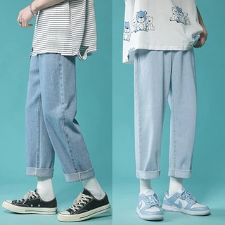 Quần Baggy, Quần Jean Nam Ống Suông, Rộng Mầu Xanh, Xam hottrend hàn quốc 2022-Trend Clothing!