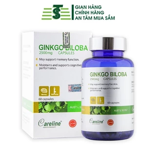 Viên uống hoạt huyết dưỡng não Careline Ginkgo Biloba 2500MG giúp tăng cường trí nhớ giảm đau đầu mệt mỏi chóng mặt