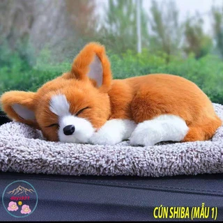 [LOẠI TO]Chó Shiba Đậm Thú bông GIỐNG THẬT 99% lõi than hoạt tính lọc không khí khử mùi trang trí xe hơi ô tô