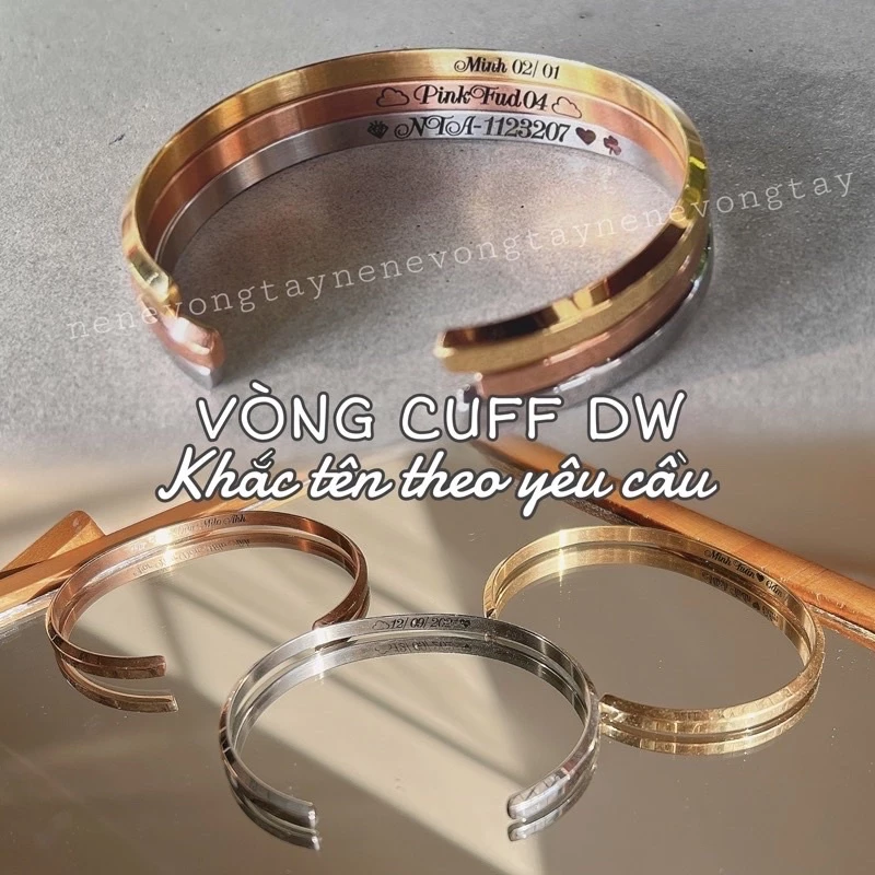 [CÓ SẴN] Vòng tay CUFF (1vòng) khắc tên nam nữ không gỉ
