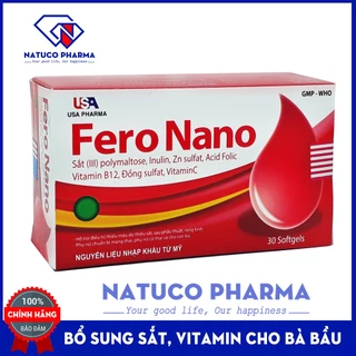 Viên uống Bổ máu Fero Nano - Hộp 30 viên dùng 30 ngày-bổ sung Sắt, Acid Folic cho người thiếu máu, phụ nữ mang thai