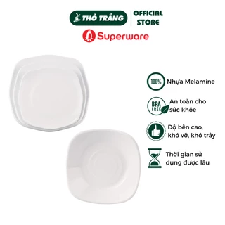 Dĩa vuông Melamine cạnh tròn Srithai Superware Thái Lan cao cấp