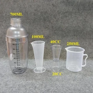 Combo dụng cụ pha chế gồm 1 bình lắc 700ml+1 ly đong nhọn 100ml+1 zig đong 20/40+1 ca đong 250ml -Dụng cụ pha chế Tony