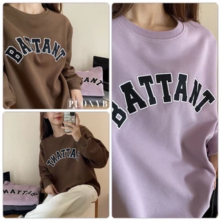 Áo sweater thêu chữ Battant unisex [FREESHIP] Nỉ bông form rộng dài tay phồng kiểu dáng cá tính đường phố peonyb ulzzang