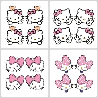 Bộ 4 Miếng Dán Trang Trí Kính Chắn Gió Xe Hơi / Laptop / Gương Chiếu Hậu / Xe Máy Hình Hello Kitty Màu Hồng Dễ Thương