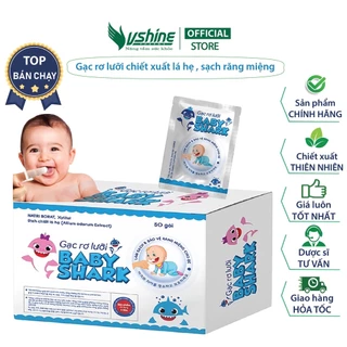 Gạc Rơ Lưỡi Baby Shark Vshine – 50 Gói – Làm Sạch Và Bảo Vệ Răng Miệng Cho Bé