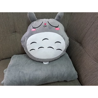 Bộ Chăn gồi văn phòng đa năng 3 in 1 - mèo TOTORO  nhắm mắt (Rè vô địch)