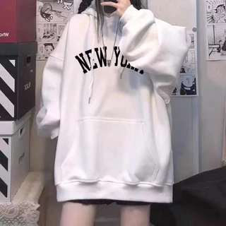 Áo Hoodie Chữ NEW YORK Form Rộng Tay Bồng, Áo Hoodie Unisex mũ 2 lớp