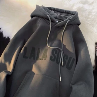 Áo khoác hoodie unisex Lala Susu - hinata97_shop - Áo có mũ form rộng chất vải nỉ bông phong cách ullzzang 3 màu