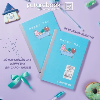 Sổ May Chỉ Dán Gáy Happy Day B5 - Caro - 100gsm