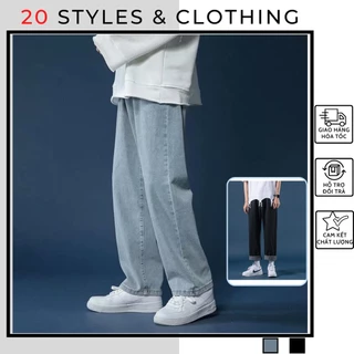 Quần jean baggy nam, xanh, đen, xám, chất bò dáng xuông đứng . jeans, ống suông rộng Hottrend 2024