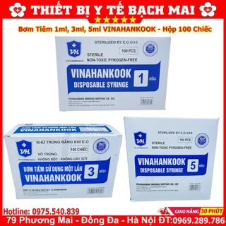 Hộp 100 Bơm Tiêm 1ml, 3ml, 5ml Dùng 1 Lần VINAHANKOOK